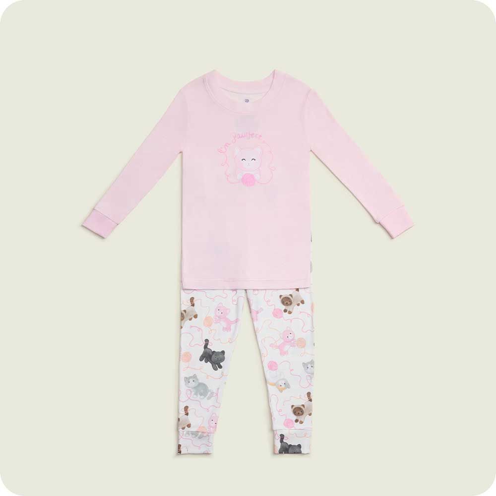 Pink Kitten Jersey Long Pajamas Warmies