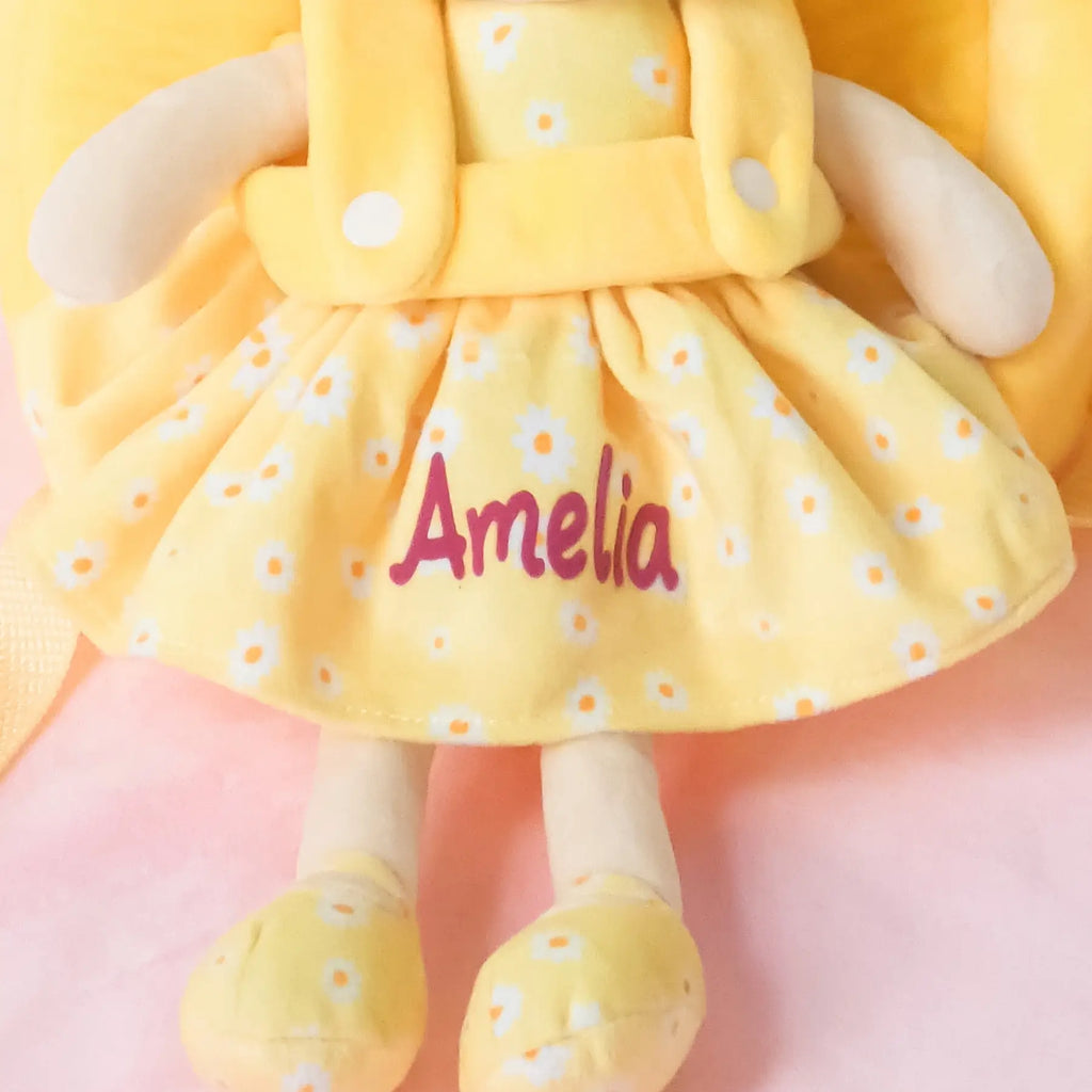 Personalized Flora Belle Girl Doll Backpack - Yellow