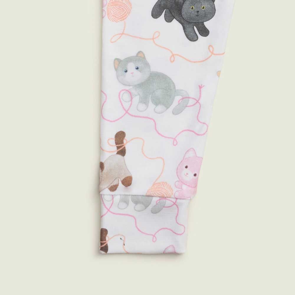Pink Kitten Jersey Long Pajamas Warmies
