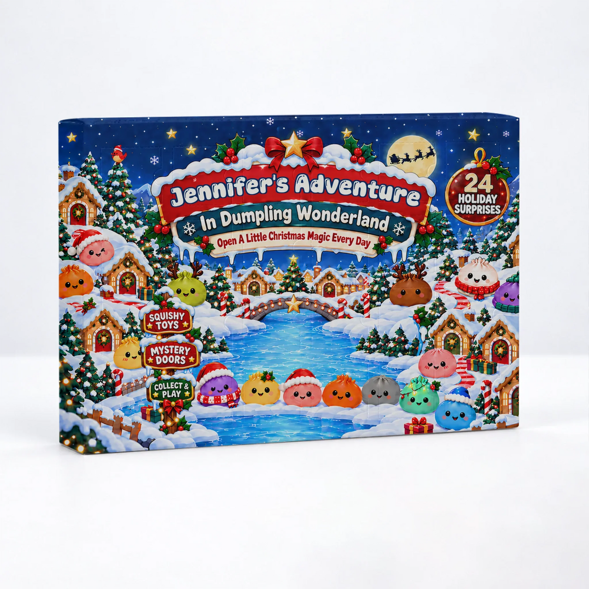 Custom Name 2026 Christmas Dumpling Advent Calendar, 24-Day Countdown • In Dumpling Wonderland - Personalized Dumpling Advent Calendar