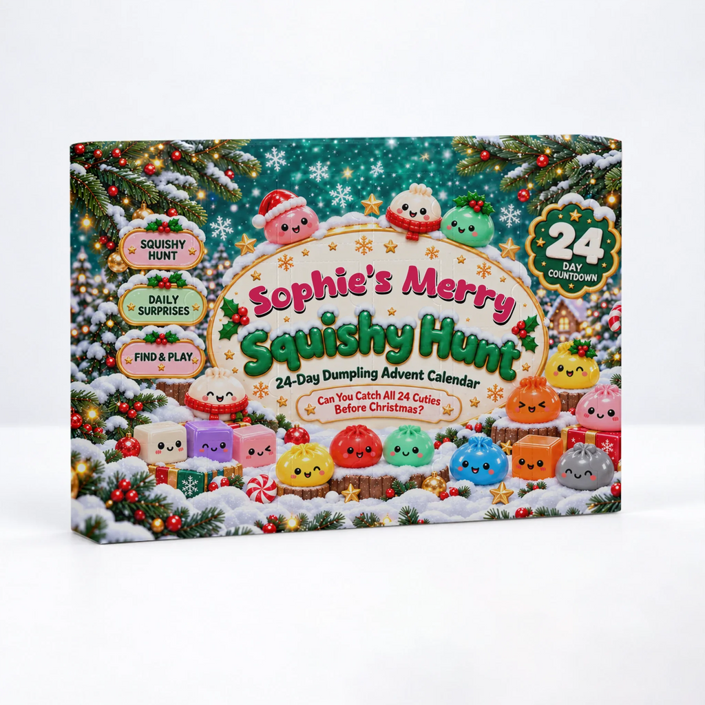Custom 2026 Christmas Dumpling Advent Calendar, 24-Day Countdown • Merry Squishy Hunt - Personalized Dumpling Advent Calendar