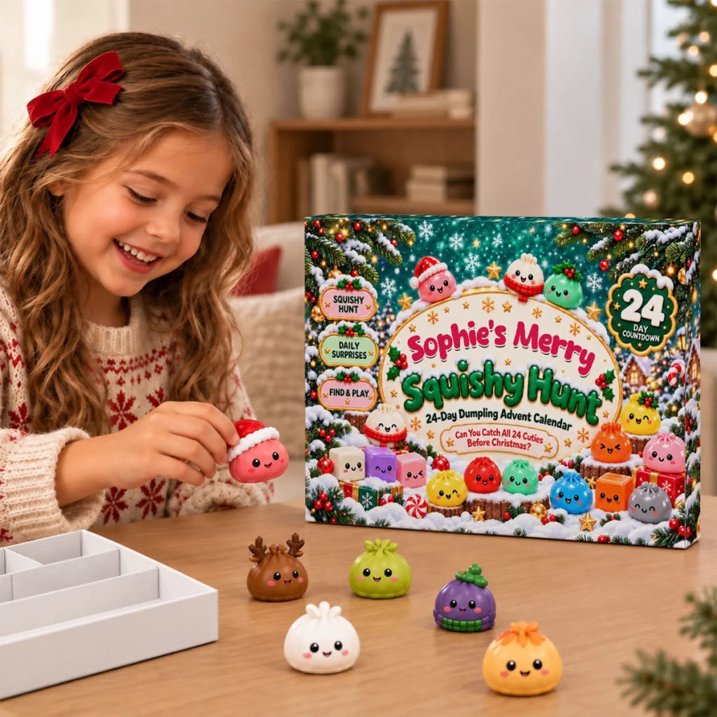 Custom 2026 Christmas Dumpling Advent Calendar, 24-Day Countdown • Merry Squishy Hunt - Personalized Dumpling Advent Calendar