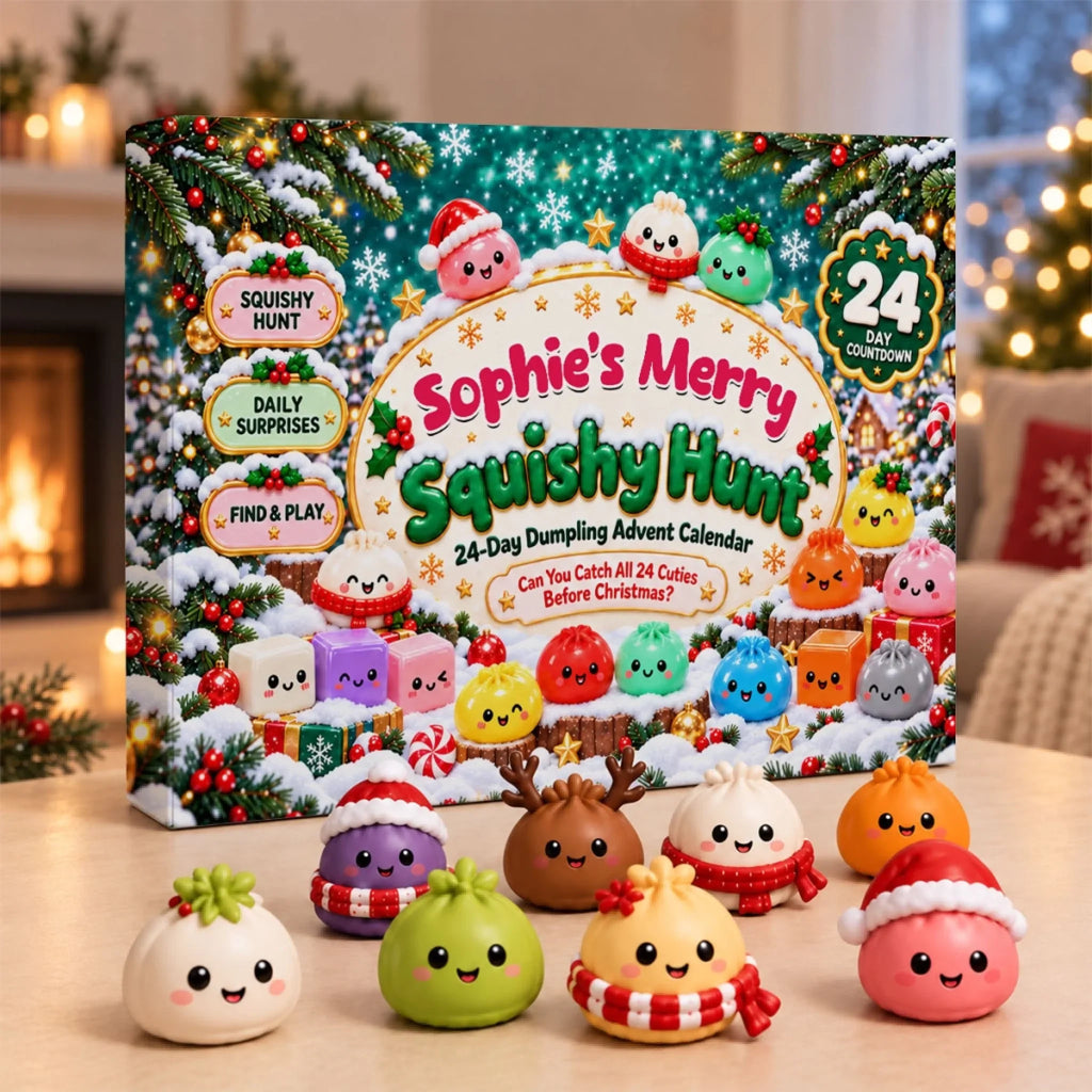 Custom 2026 Christmas Dumpling Advent Calendar, 24-Day Countdown • Merry Squishy Hunt - Personalized Dumpling Advent Calendar
