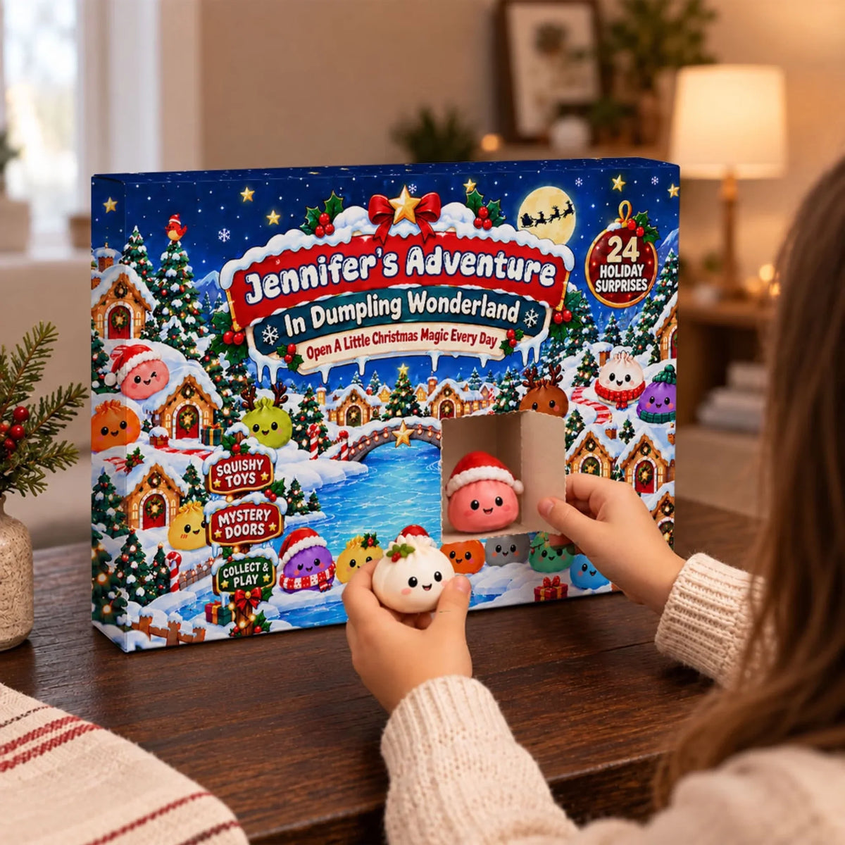 Custom Name 2026 Christmas Dumpling Advent Calendar, 24-Day Countdown • In Dumpling Wonderland - Personalized Dumpling Advent Calendar