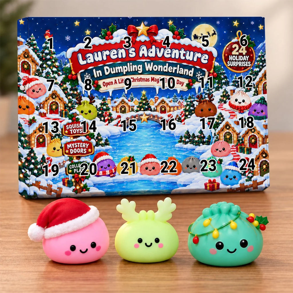 Custom Name 2026 Christmas Dumpling Advent Calendar, 24-Day Countdown • In Dumpling Wonderland - Personalized Dumpling Advent Calendar
