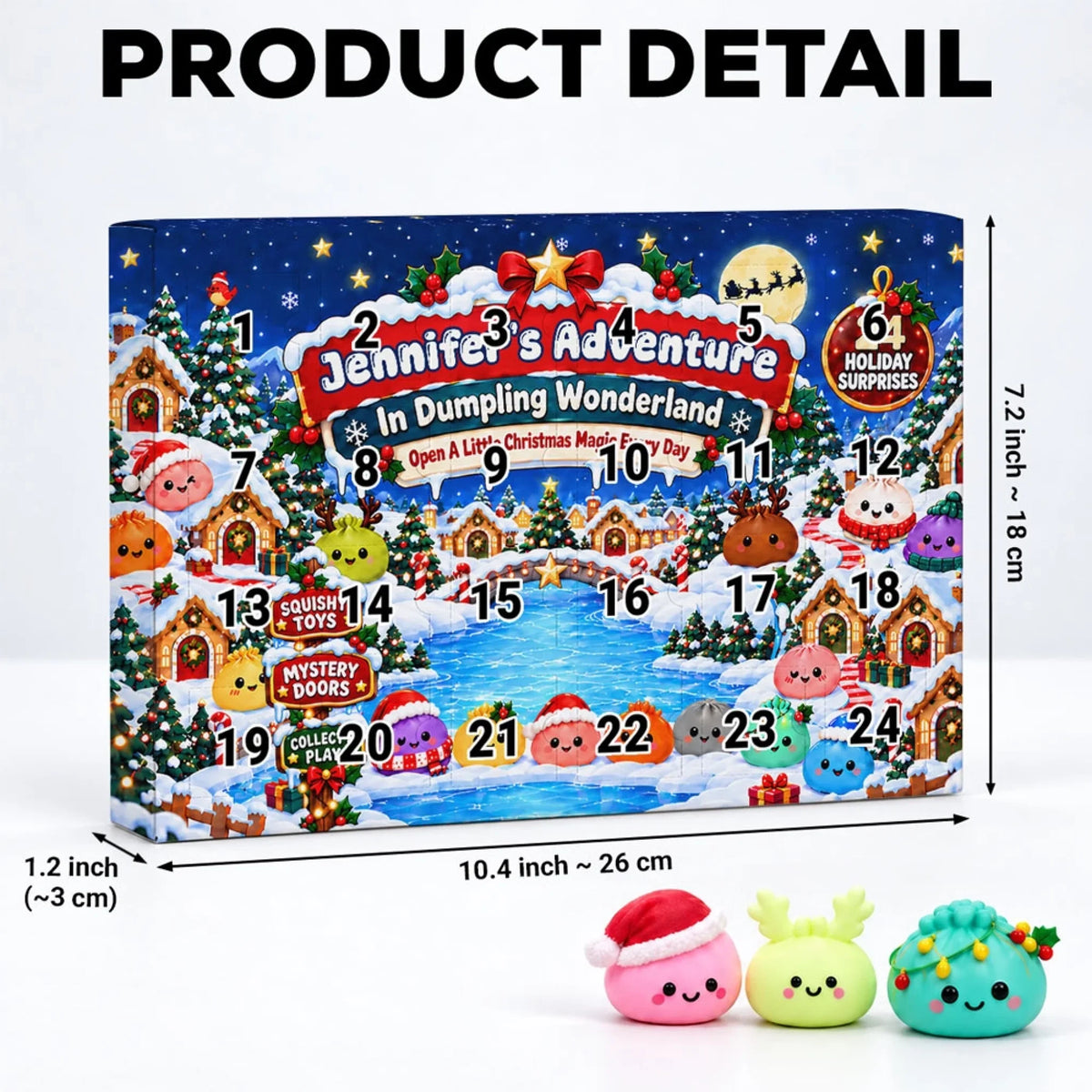 Custom Name 2026 Christmas Dumpling Advent Calendar, 24-Day Countdown • In Dumpling Wonderland - Personalized Dumpling Advent Calendar