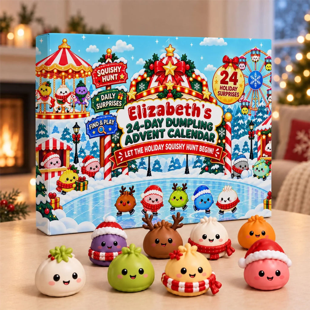 Custom 2026 Christmas Dumpling Advent Calendar, 24-Day Countdown • Squishy Hunt - Personalized Dumpling Advent Calendar