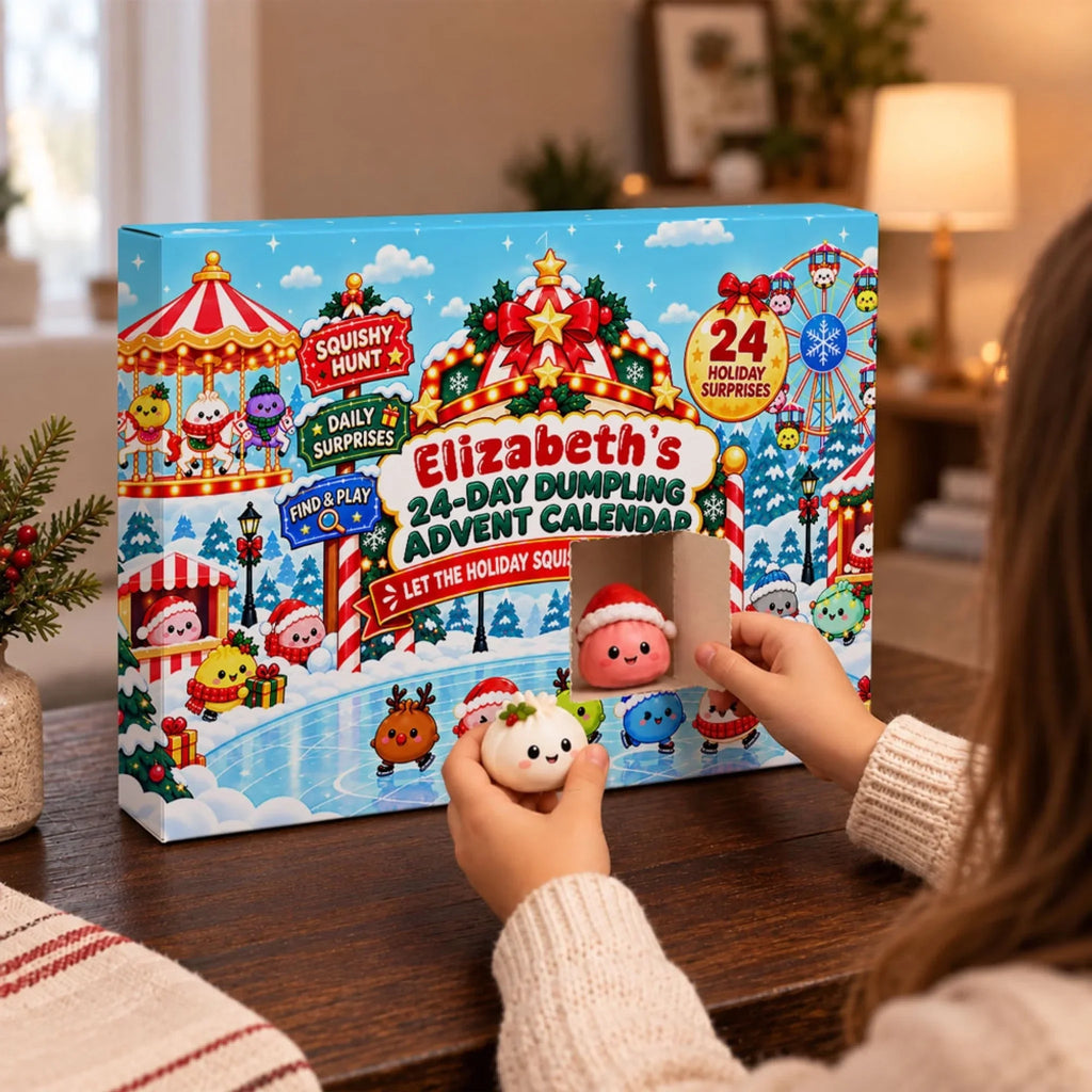 Custom 2026 Christmas Dumpling Advent Calendar, 24-Day Countdown • Squishy Hunt - Personalized Dumpling Advent Calendar