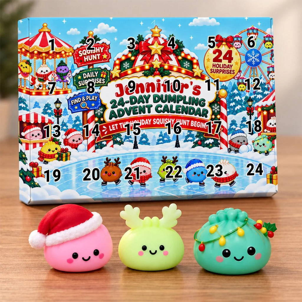 Custom 2026 Christmas Dumpling Advent Calendar, 24-Day Countdown • Squishy Hunt - Personalized Dumpling Advent Calendar