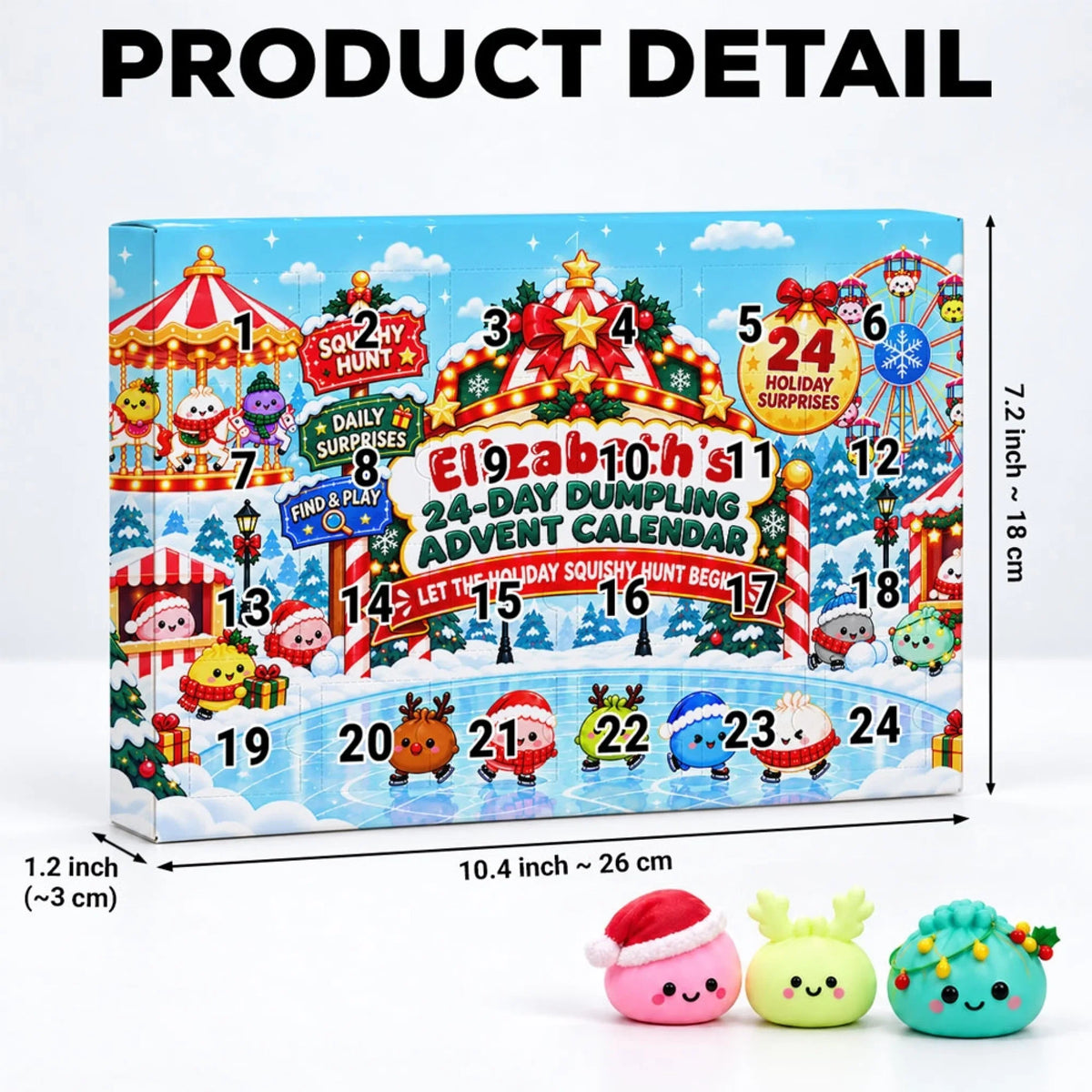 Custom 2026 Christmas Dumpling Advent Calendar, 24-Day Countdown • Squishy Hunt - Personalized Dumpling Advent Calendar