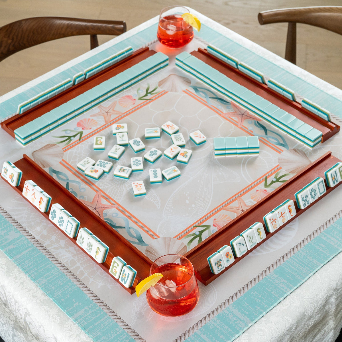 Aqua Blue Coastal Paradise Collection American Mahjong Tile Set (160pc)