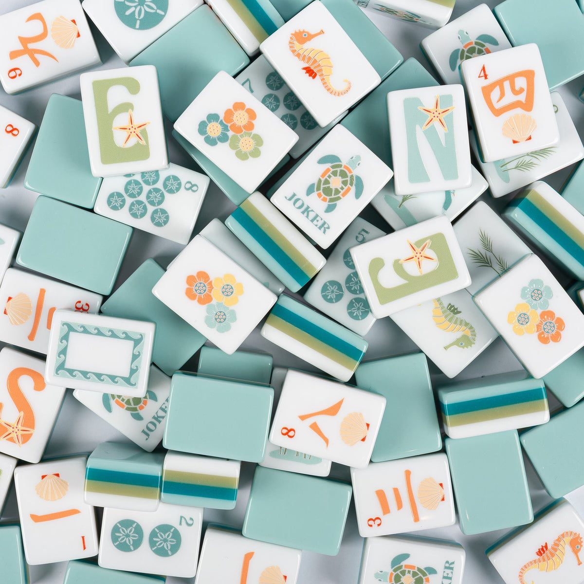 Aqua Blue Coastal Paradise Collection American Mahjong Tile Set (160pc)