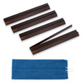 (18in.) Dark Brown Wooden Mahjong Racks with Pushers & Travel Bag - Set of 4