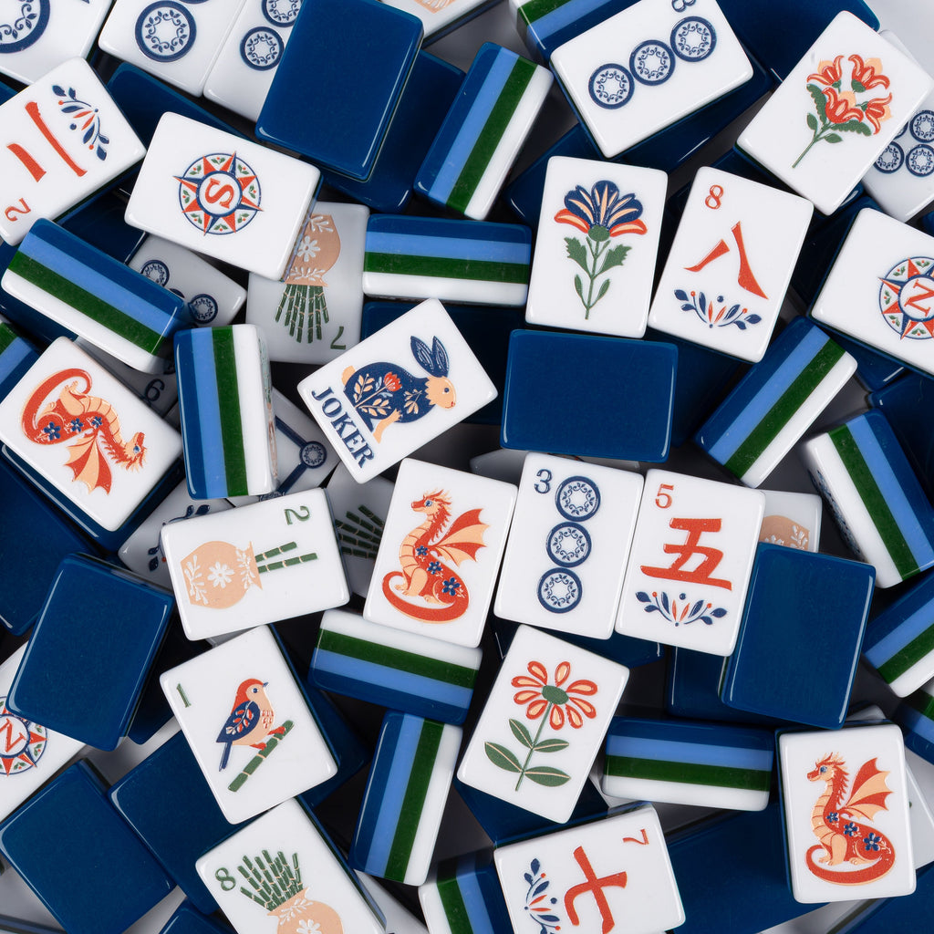 Navy Blue Folk Collection American Mahjong Tile Set (160pc)