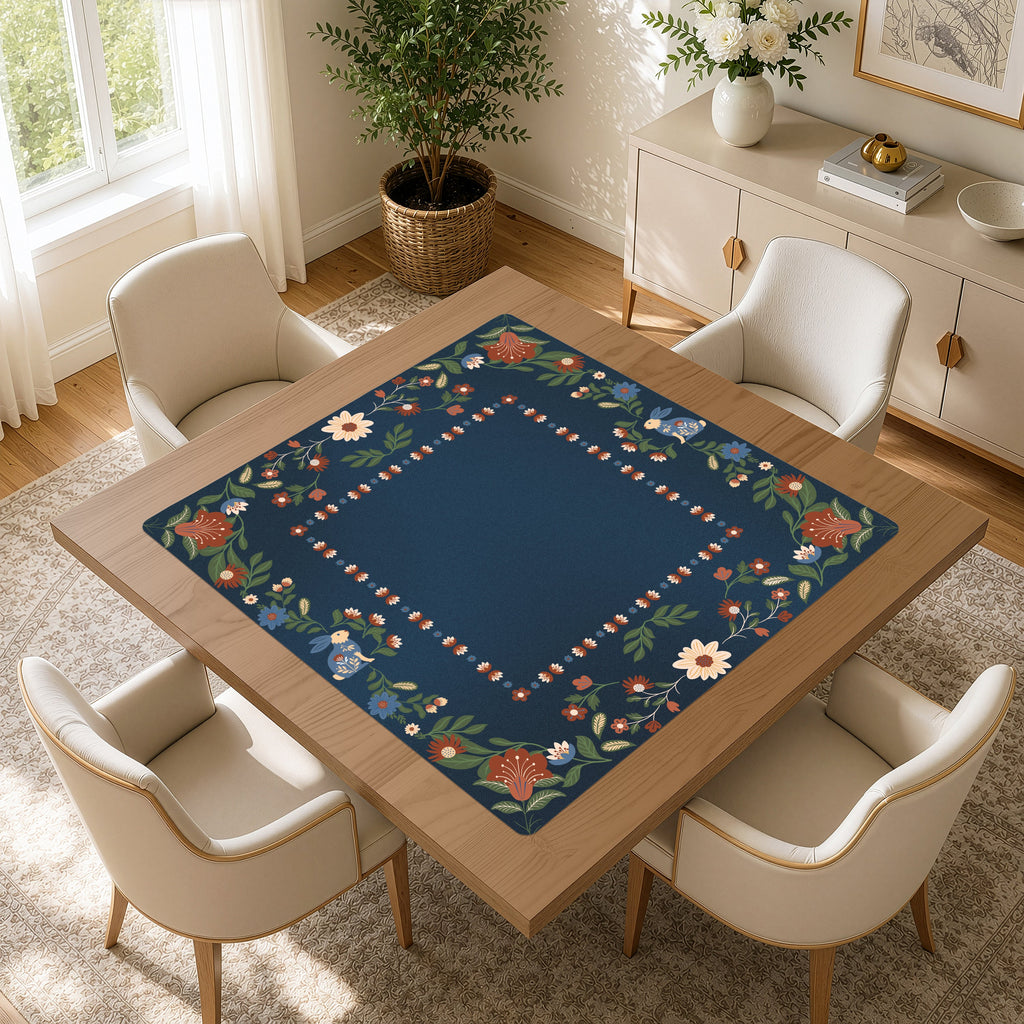 Orange Folk Collection Mahjong Mat for Table - Shipped Rolled
