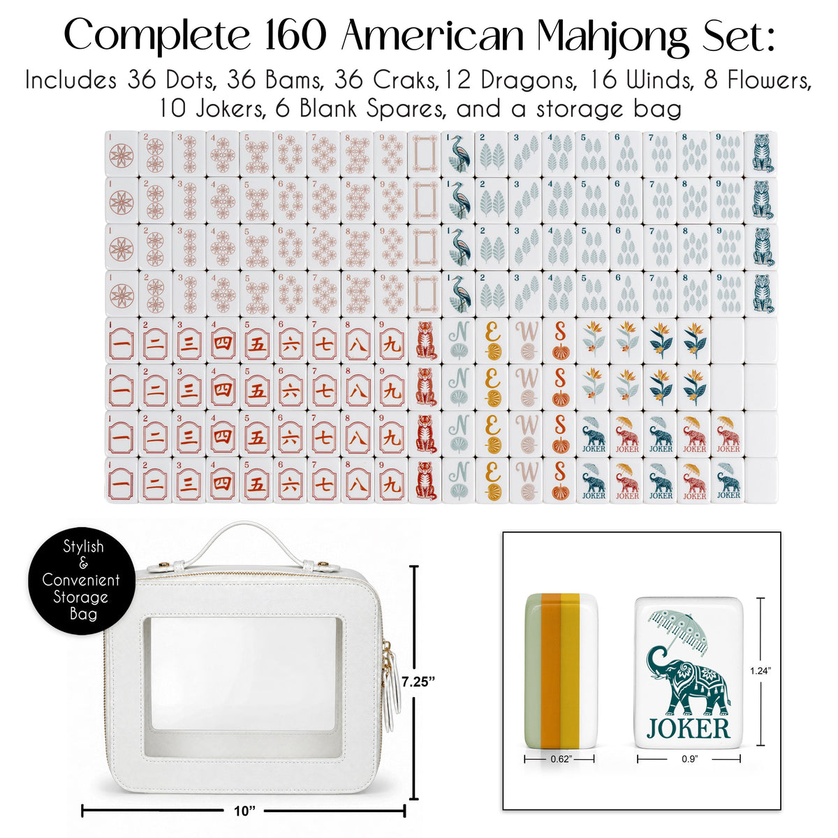 Sage Green Vintage Paradise Collection American Mahjong Tile Set (160pc)