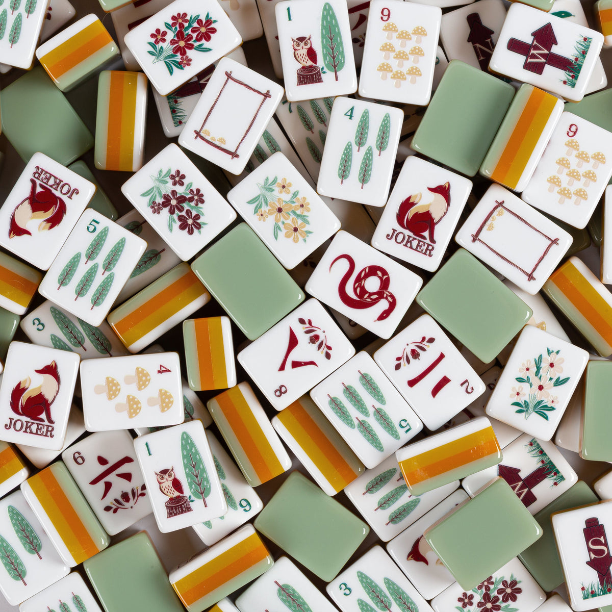 Sage Green Woodland Collection American Mahjong Tile Set (160pc)