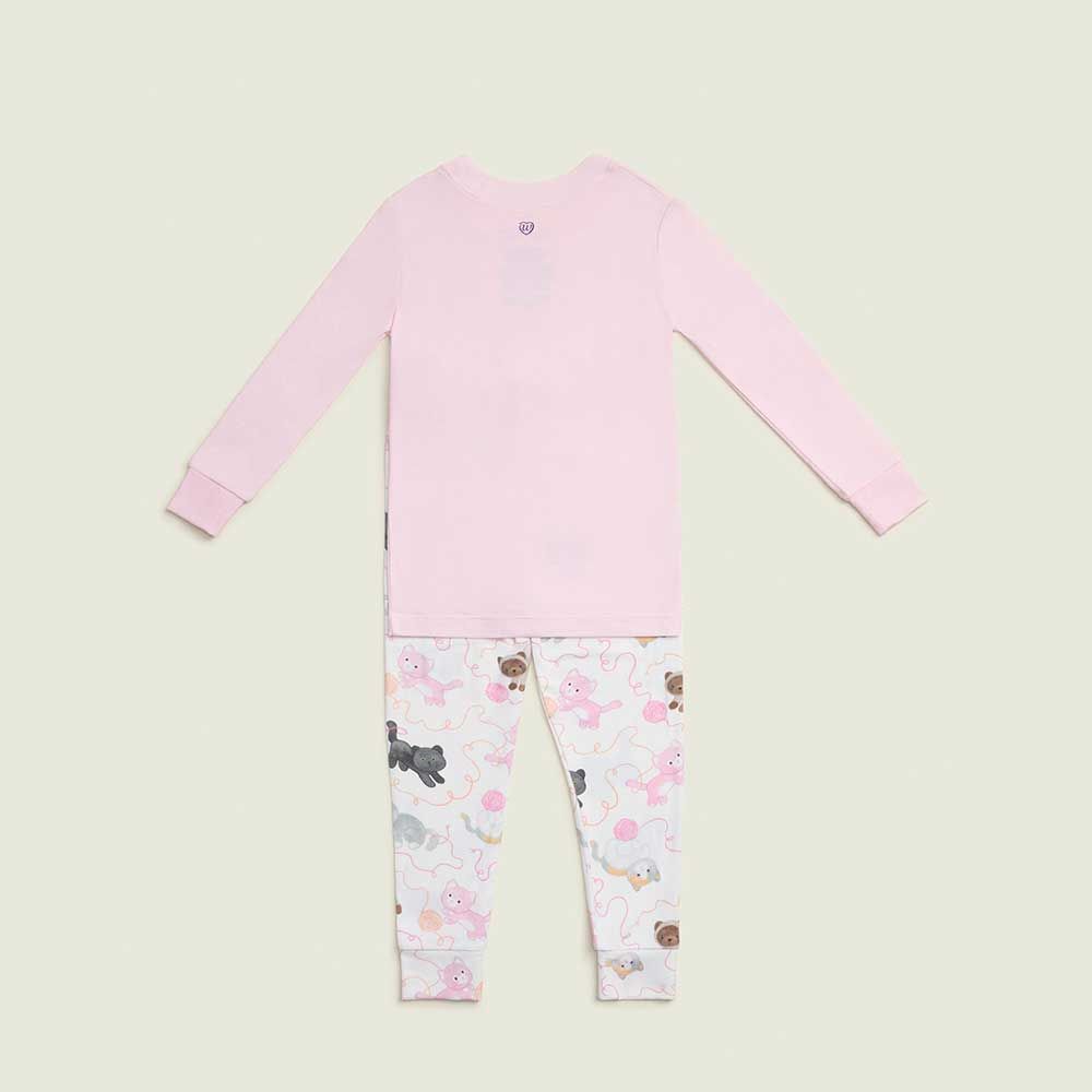 Pink Kitten Jersey Long Pajamas Warmies