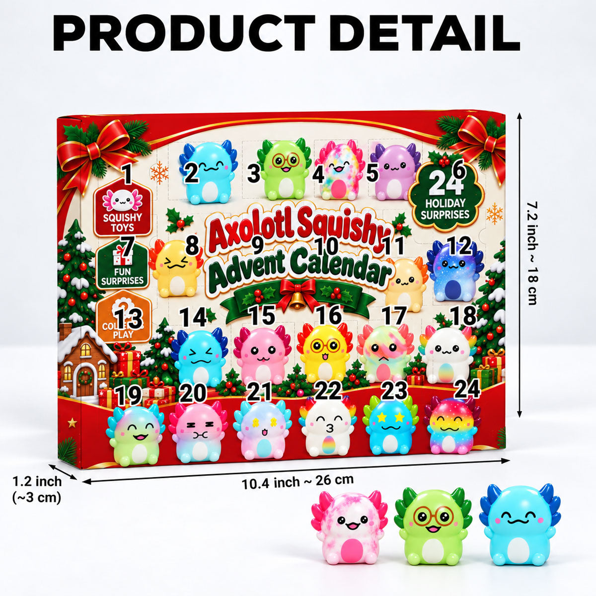 Axolotl Squishy Christmas Advent Calendar 2026, Christmas Gifts For Kids